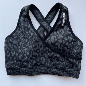 Gymshark Charcoal Leopard Print Sports Bra